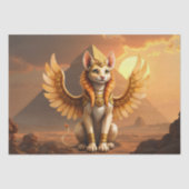 Mystical Winged Cat Sphinx - Ägyptische Fantasieku Seidenpapier (Vorderseite)