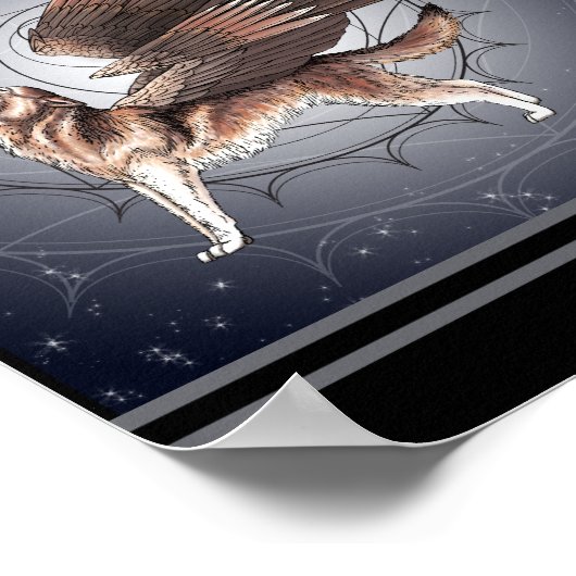 Mystical Winged Wolf Poster (Ecke)