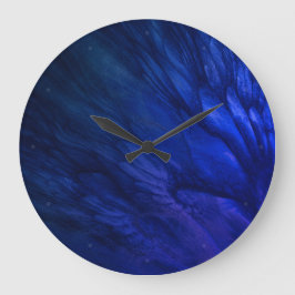 Mystical Wings with Deep Blue Feathers Große Wanduhr