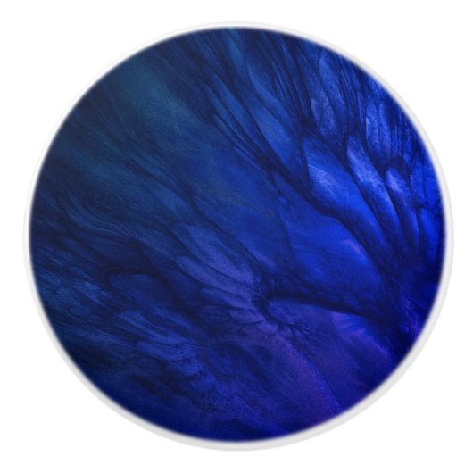 Mystical Wings with Deep Blue Feathers Keramikknauf (Vorderseite)