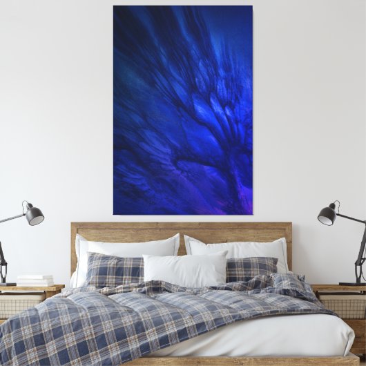 Mystical Wings with Deep Blue Feathers Leinwanddruck (Insitu (Schlafzimmer))