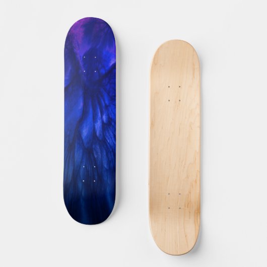 Mystical Wings with Deep Blue Feathers Skateboard (Vorderseite)
