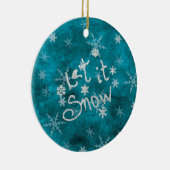 Mystical Winter Blue Silver Snowfloakes lassen es Keramik Ornament (Rechts)