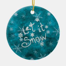 Mystical Winter Blue Silver Snowfloakes lassen es  Keramik Ornament