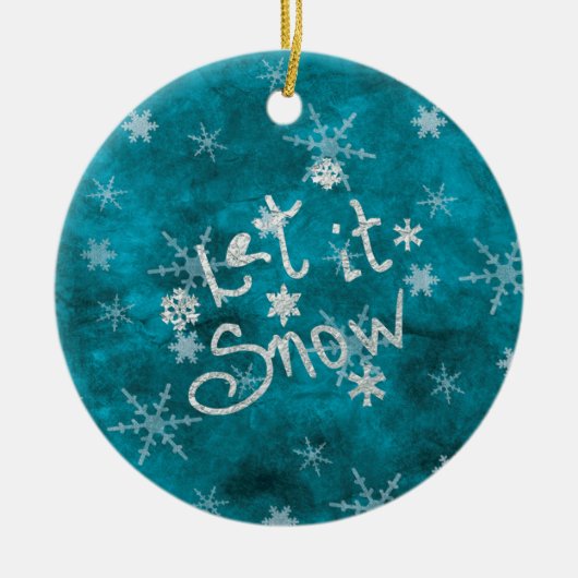 Mystical Winter Blue Silver Snowfloakes lassen es  Keramik Ornament (Vorne)