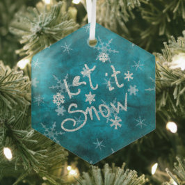 Mystical Winter Blue Silver Snowfloakes lassen es  Ornament Aus Glas