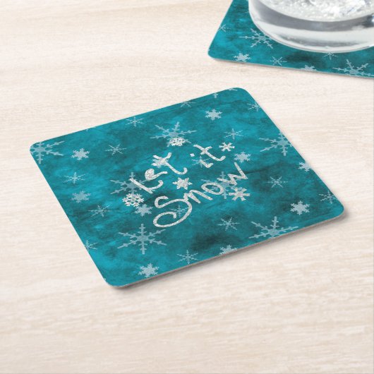 Mystical Winter Blue Silver Snowfloakes lassen es Rechteckiger Pappuntersetzer (angewinkelt)