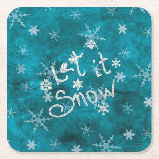 Mystical Winter Blue Silver Snowfloakes lassen es Rechteckiger Pappuntersetzer (Vorderseite)