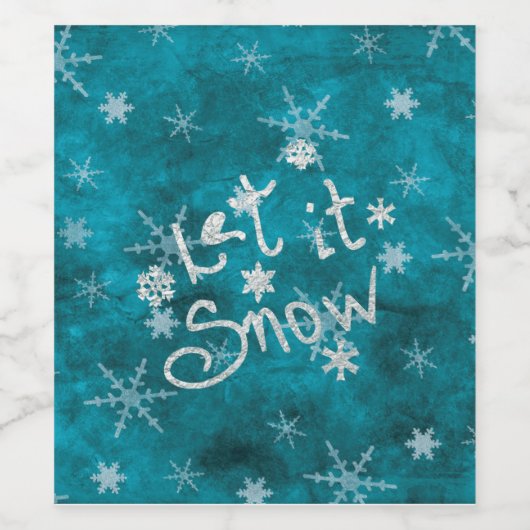 Mystical Winter Blue Silver Snowfloakes lassen es Weinetikett (Einzelnes Label)