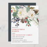 Mystical Winter | CHRISTMAS PARTY Einladung<br><div class="desc">Unsere wunderschönen, blumengeschmückten CHRISTMAS-Party Einladungen bestechen durch die eleganten Blume in Aquarelltönen und den Kiefernkegel in schick blauen und grauen Farbtönen. Das Design zeichnet sich durch ein Spray blühender Blume in der oberen rechten Ecke aus, umgeben von Blätter und Knospen in weichen Grüntönen, Grau und Blues. Fügen Sie Ihre Daten...</div>