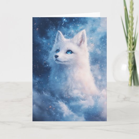 Mystical Winter Fox mit Starlit Eyes Karte (Vorderseite)