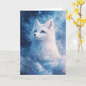 Mystical Winter Fox mit Starlit Eyes Karte (Gelbe Blume)