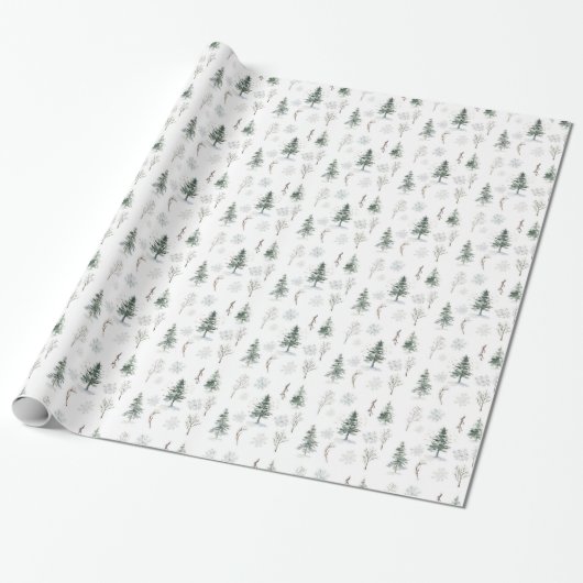 Mystical Winter Pine Tree Weihnachtswrapping Paper Geschenkpapier (Ungerollt)