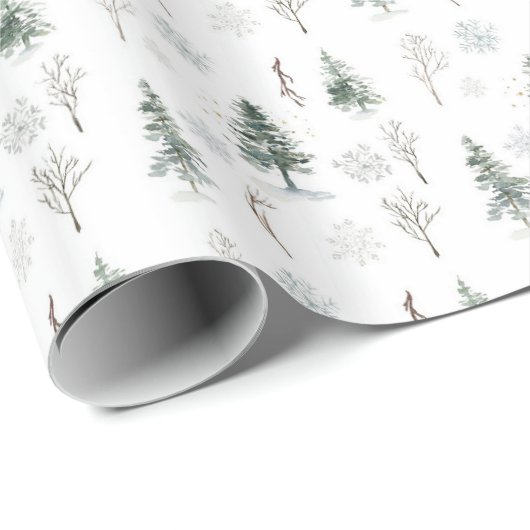 Mystical Winter Pine Tree Weihnachtswrapping Paper Geschenkpapier (Rolleneckpunkt)