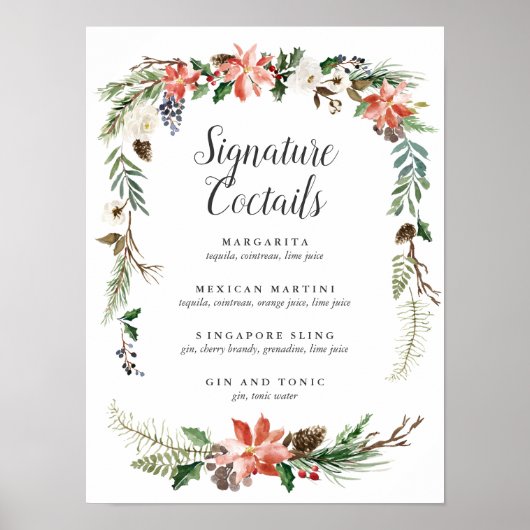 Mystical Winter | Signature-Cocktail-Menü-Zeichen Poster (Vorne)