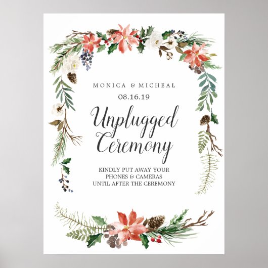 Mystical Winter | Unplugged Wedding Ceremony Sign Poster (Vorne)