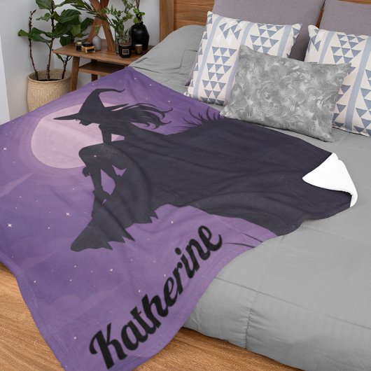 Mystical Witch Silhouette Under Moonlight Gift Sherpadecke