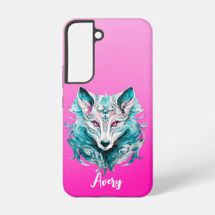 Mystical Wolf   Elegant Türkis & Pink Wolf Samsung Galaxy Hülle