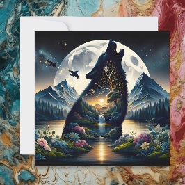 Mystical Wolf Howling bei Moon Surreal Ai Art