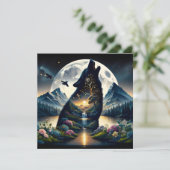 Mystical Wolf Howling bei Moon Surreal Ai Art (Stehend Vorderseite)