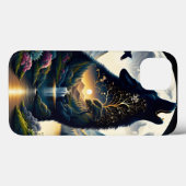 Mystical Wolf Howling bei Moon Surreal Case-Mate iPhone Hülle (Rückseite (Horizontal))