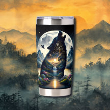 Mystical Wolf Howling bei Moon Surreal
