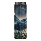 Mystical Wolf Howling bei Moon Surreal Thermosbecher (Rückseite)