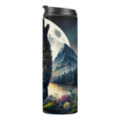 Mystical Wolf Howling bei Moon Surreal Thermosbecher (Nach rechts gedreht)