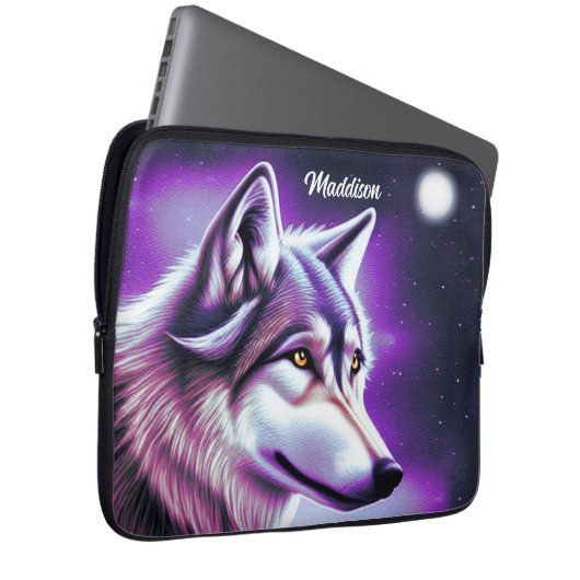 Mystical Wolf - Laptop-Sieb Laptopschutzhülle (Vorne Rechts)