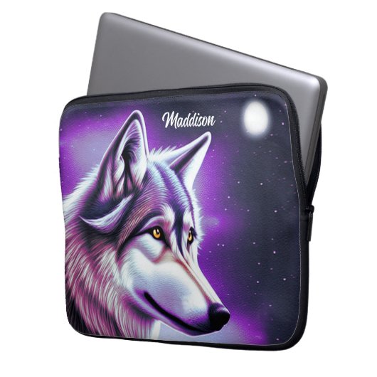 Mystical Wolf - Laptop-Sieb Laptopschutzhülle (Vorderseite Links)