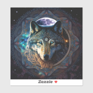 Mystical Wolf Moon Mandala Aufkleber