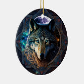 Mystical Wolf Moon Mandala Keramik Ornament (Rechts)