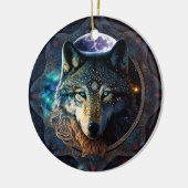 Mystical Wolf Moon Mandala Keramik Ornament (Links)