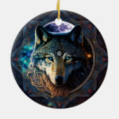 Mystical Wolf Moon Mandala Keramik Ornament (Hinten)