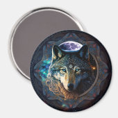 Mystical Wolf Moon Mandala Magnet (Vorderseite/Rückseite)