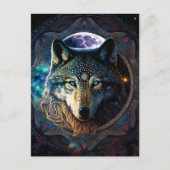 Mystical Wolf Moon Mandala Postkarte (Vorderseite)