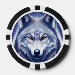 Mystical Wolf Portrait Art Pokerchips