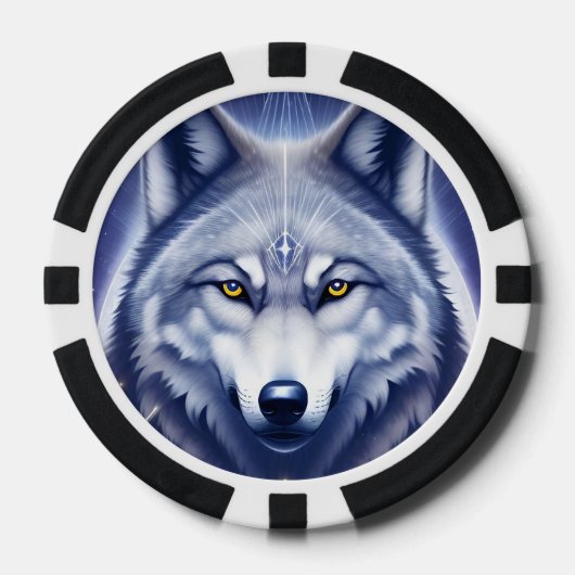 Mystical Wolf Portrait Art Pokerchips (Vorderseite)