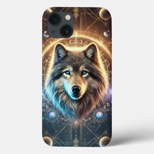 Mystical Wolf-Portrait mit kosmischer Wirkung Case-Mate iPhone Hülle (Rückseite)