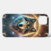 Mystical Wolf-Portrait mit kosmischer Wirkung Case-Mate iPhone Hülle (Rückseite (Horizontal))