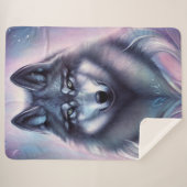 Mystical Wolf Sherpa Blanket Sherpadecke (Vorderseite (Horizontal))