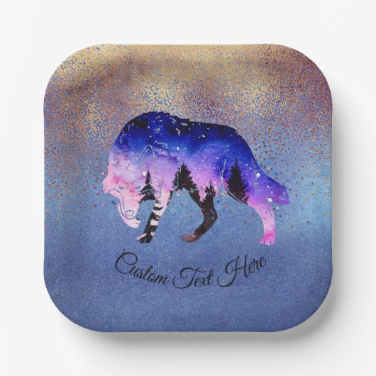 Mystical Wolf Spirit Animal Personalisiert Pappteller (Vorderseite)