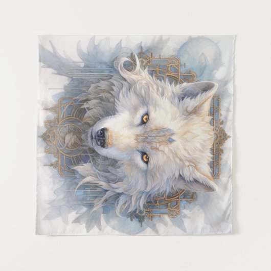 Mystical Wolf Tapestry Wandteppich (Vorderseite (Horizontal))