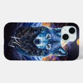 Mystical Wolf Visionary Fantasy Art Monogram Case-Mate iPhone Hülle (Rückseite (Horizontal))