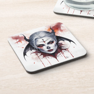 Mystical Woman Vampire Watercolor Halloween Getränkeuntersetzer