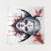 Mystical Woman Vampire Watercolor Halloween Wandteppich (Vorderseite (Horizontal))