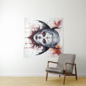 Mystical Woman Vampire Watercolor Halloween Wandteppich (Beispiel (Horizontal))