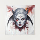 Mystical Woman Vampire Watercolor Halloween Wandteppich (Vorderseite)