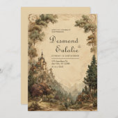 Mystical Woodland Castle Wedding Einladung (Vorne/Hinten)