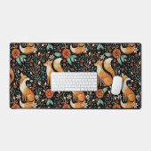 Mystical Woodland Fox with Moons and Moths Schreibtischunterlage (Tastatur & Maus)